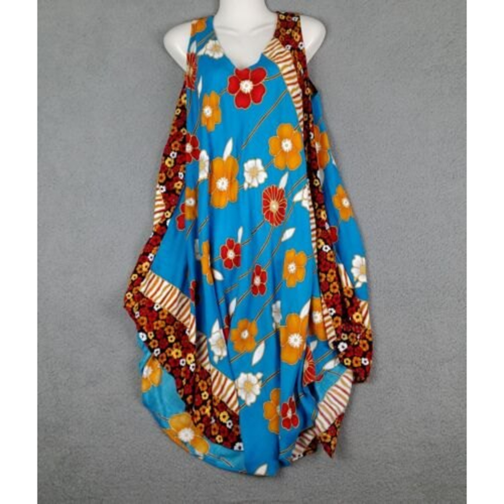Darling Size M/L Womens Maxi Boho Patchwork Asymmetric Relaxed Floral Dress
